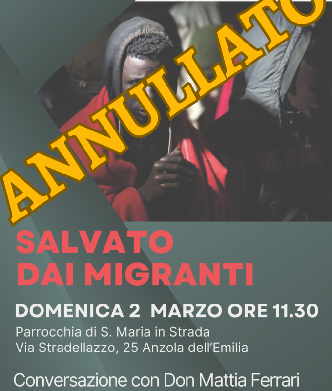annullato evento del 2 marzo 2025