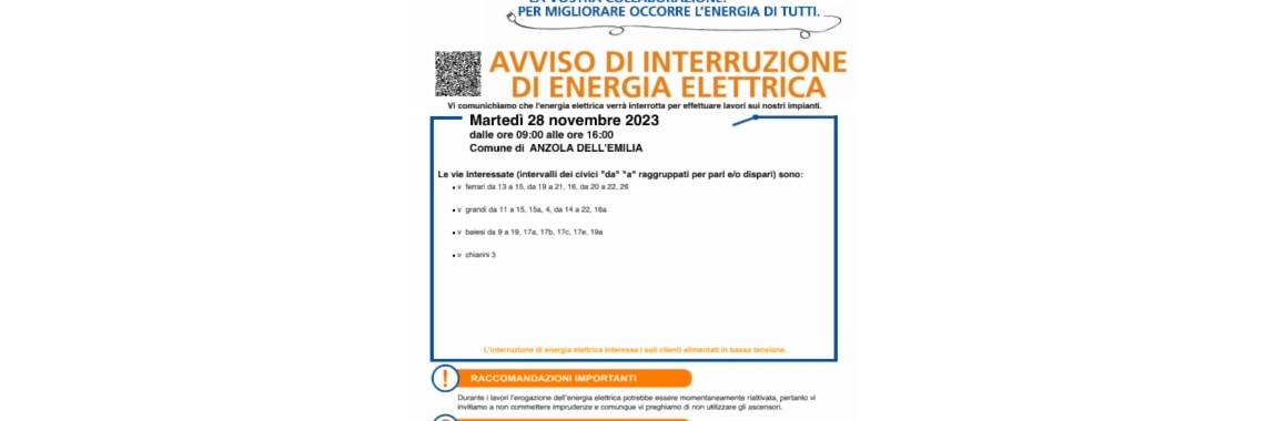  interruzione energia elettrica 28 nov 2023