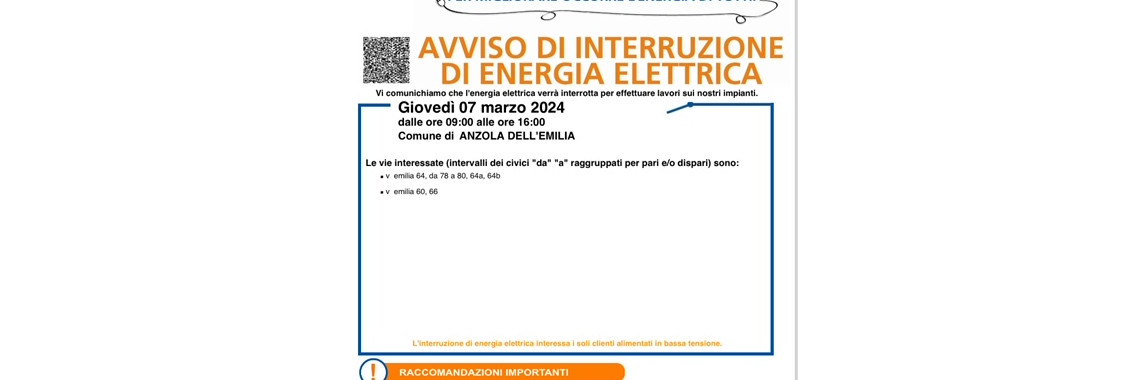 interruzione energia elettrica 7 marzo 2024